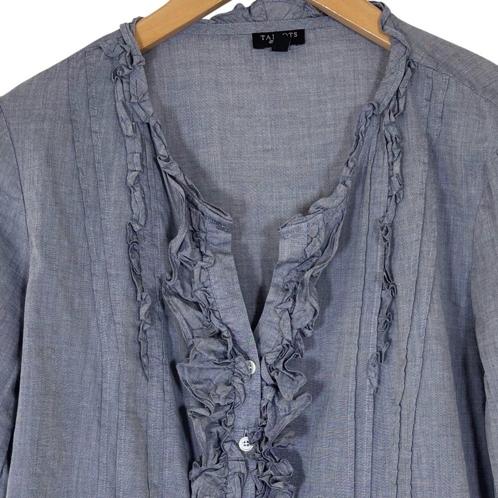 Talbots Ruffle Pintuck Blouse Romantic Cottagecore - Picture 3 of 8